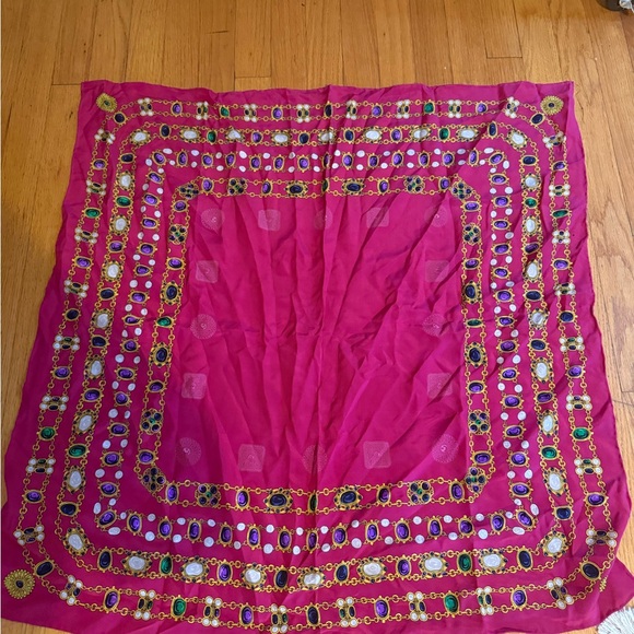 Pink Patterned Square Scarf - Picture 2 of 4